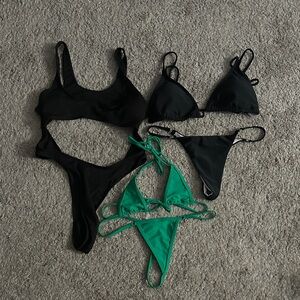 Black and Green Cheeky Bathing suit Bundle